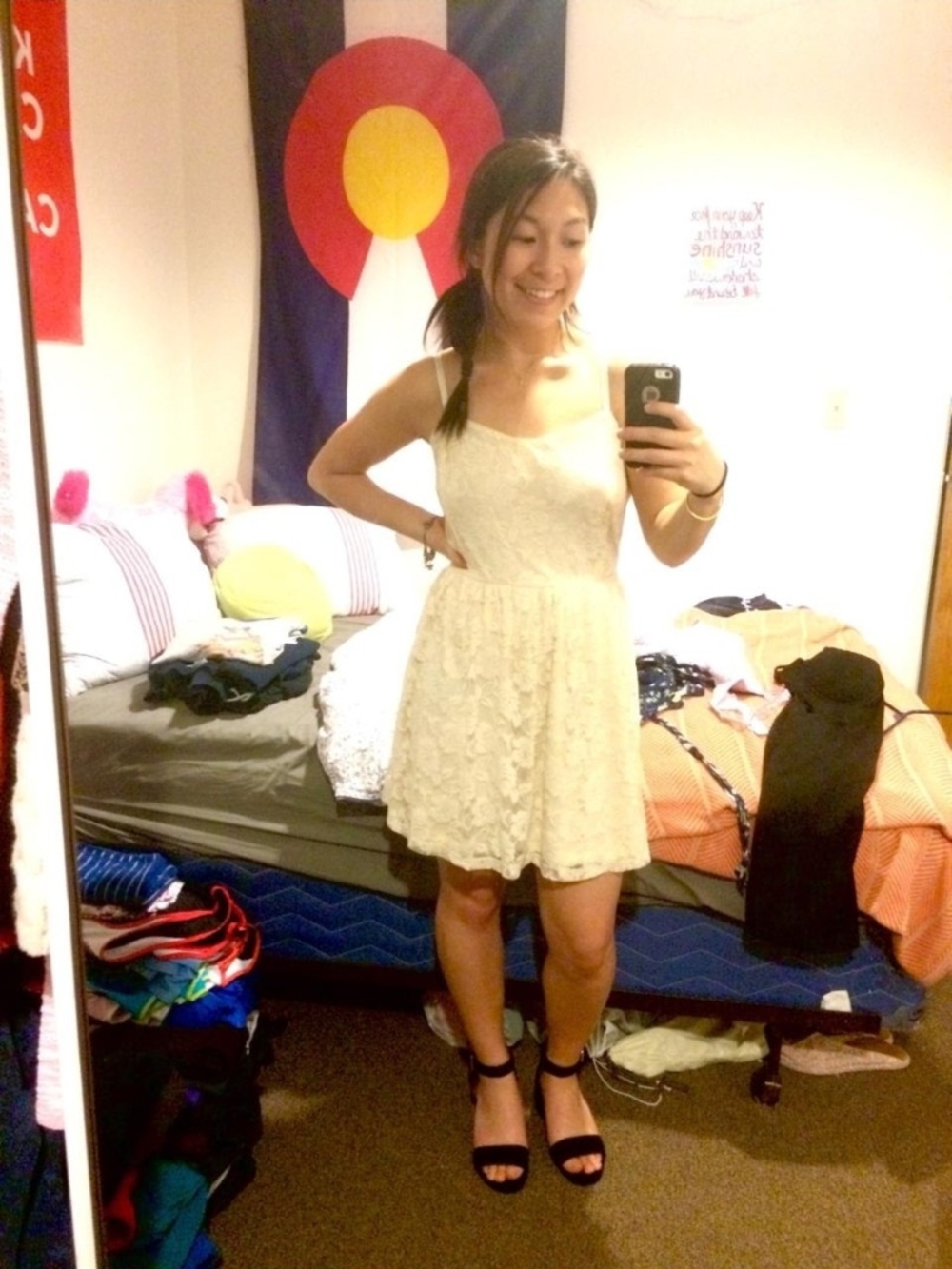 Lace Fit & Flare Dress in Ivory Cream